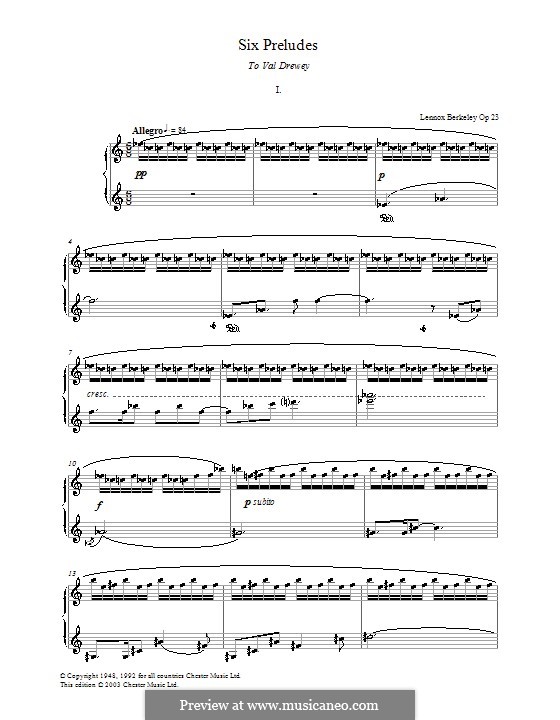 Six Preludes: Prelude No.1 by Lennox Berkeley