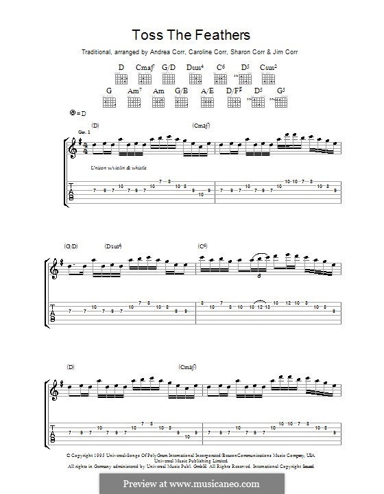 Toss the Feathers: For guitar with tab by folklore