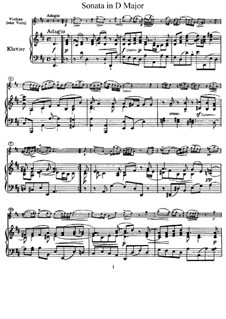 Sonata for Violin and Basso Continuo in D Major: Arrangement for violin and piano – score, solo part by Pietro Nardini