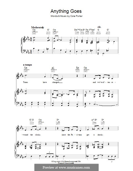 Anything Goes by C. Porter - sheet music on MusicaNeo