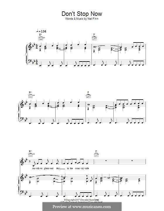Don't Stop Now (Crowded House): For voice and piano (or guitar) by Neil Finn