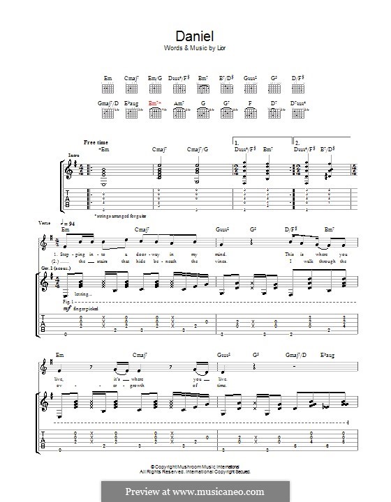 Daniel: For guitar with tab by  Lior