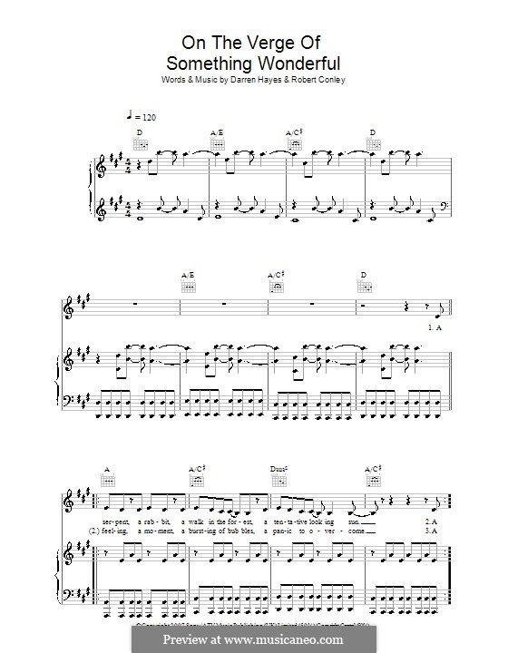 On the Verge of Something Wonderful: For voice and piano (or guitar) by Robert Conley