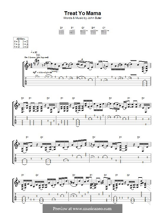 Treat Yo Mama: For guitar with tab by John Butler
