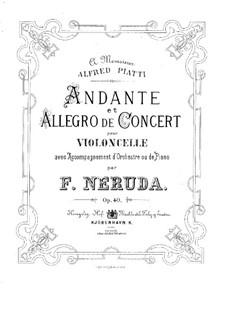 Andante and Allegro de Concert, Op.40: Full score and solo part by Franz Neruda