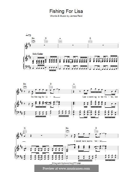 Fishing for Lisa (The Feelers): For voice and piano (or guitar) by James Reid