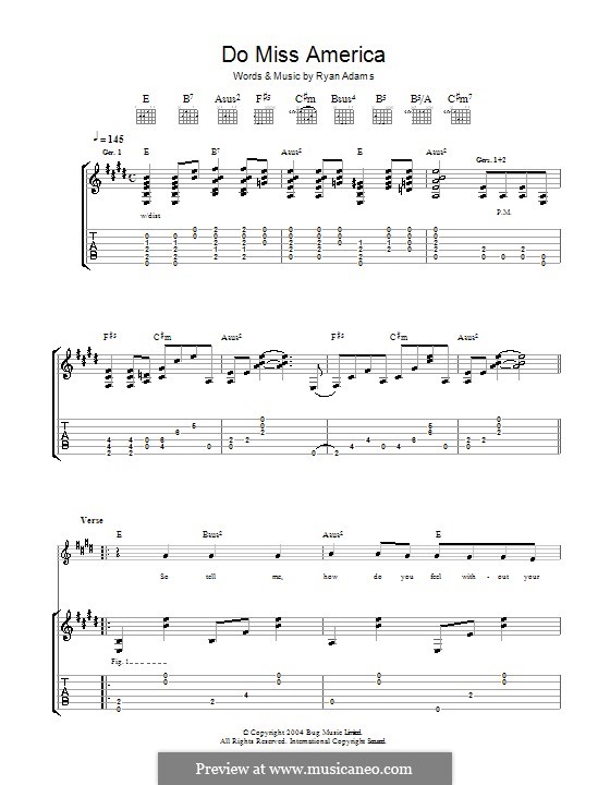 Do Miss America: For guitar with tab by Ryan Adams