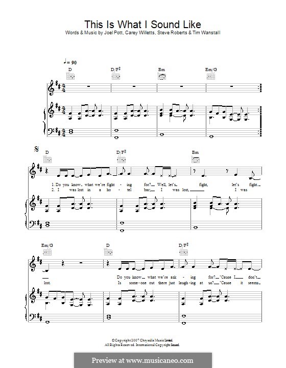 This Is What I Sound Like (Athlete): For voice and piano (or guitar) by Carey Willetts, Joel Pott, Steven Roberts, Timothy Wanstall
