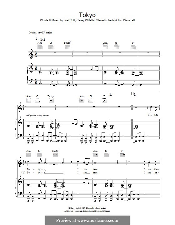 Tokyo (Athlete): For voice and piano (or guitar) by Carey Willetts, Joel Pott, Steven Roberts, Timothy Wanstall