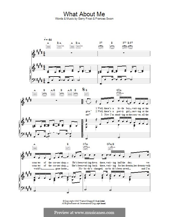 What About Me By F Swan G Frost Sheet Music On Musicaneo