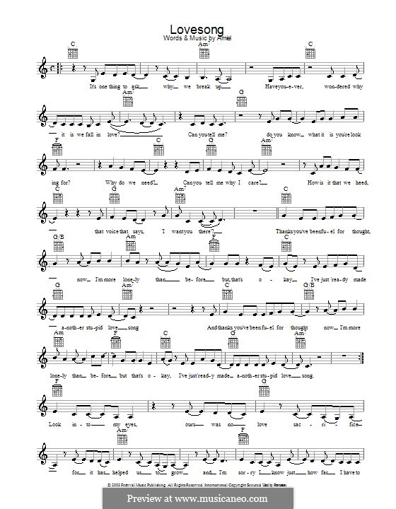 Lovesong: Melody line, lyrics and chords by Amiel