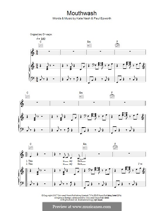 Mouthwash by K. Nash, P. Epworth sheet music on MusicaNeo