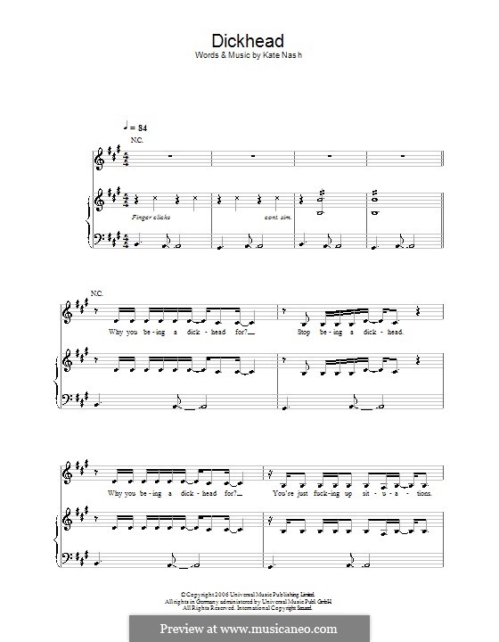 Dickhead: For voice and piano (or guitar) by Kate Nash