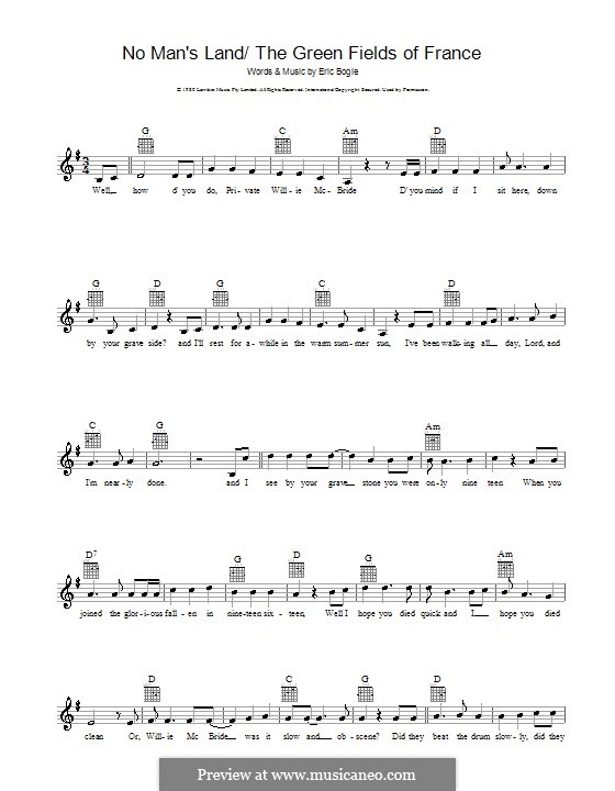 No Man S Land The Green Fields Of France By E Bogle On Musicaneo