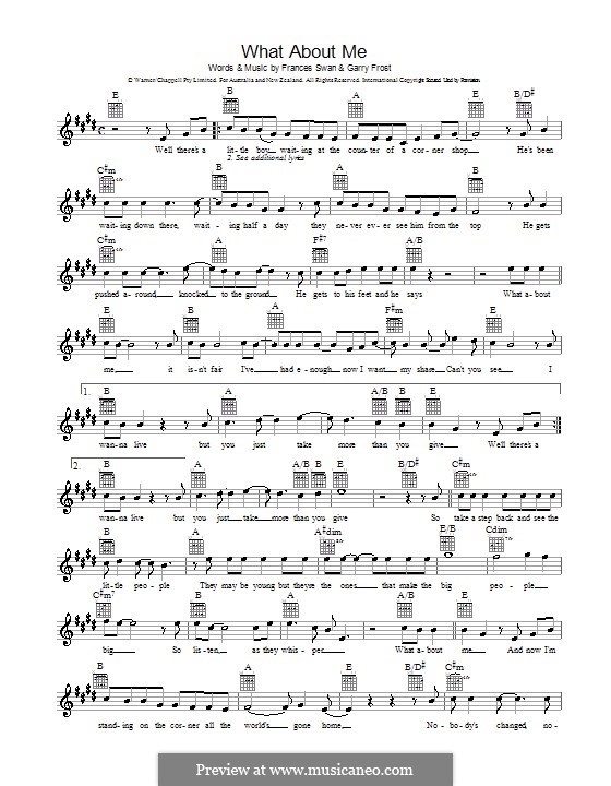 What About Me by F. Swan, G. Frost sheet music on MusicaNeo What About Me by F. Swan, G. Frost sheet music on MusicaNeo