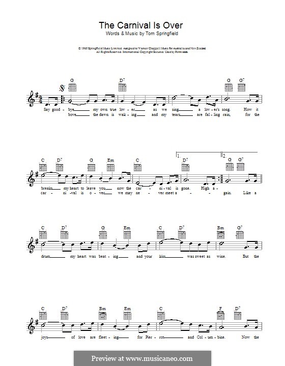 The carnival is over the seekers by t springfield on musicaneo