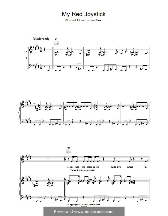 My Red Joystick by L. Reed sheet music on MusicaNeo
