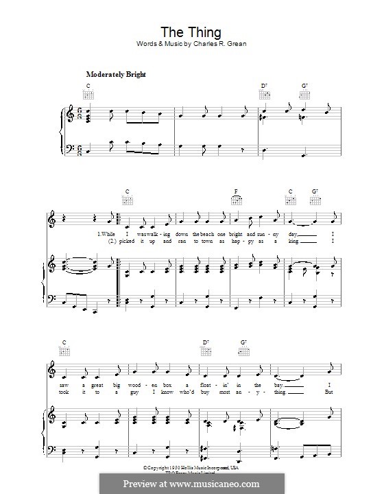 The Thing: For voice and piano (or guitar) by Charles R. Grean