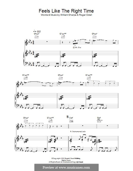 Feels Like the Right Time (Shakatak): For voice and piano (or guitar) by Roger Odell, William Sharpe