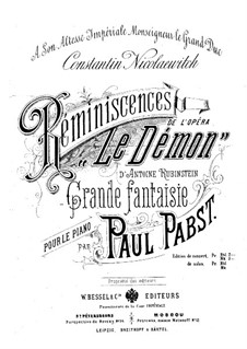 Reminiscences on 'The Demon' by A. Rubinstein: Reminiscences on 'The Demon' by A. Rubinstein by Paul Pabst