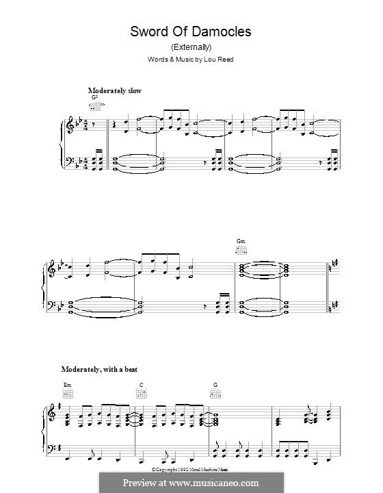 Sword of Damocles: For voice and piano (or guitar) by Lou Reed