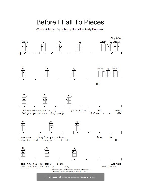 Before I Fall to Pieces (Razorlight): For ukulele with strumming patterns by Andy Burrows, Johnny Borrell