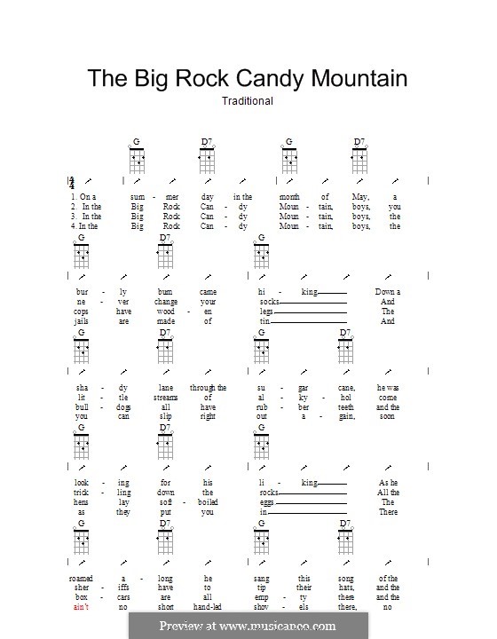 Big Rock Candy Mountain: Ukulele with strumming patterns by folklore