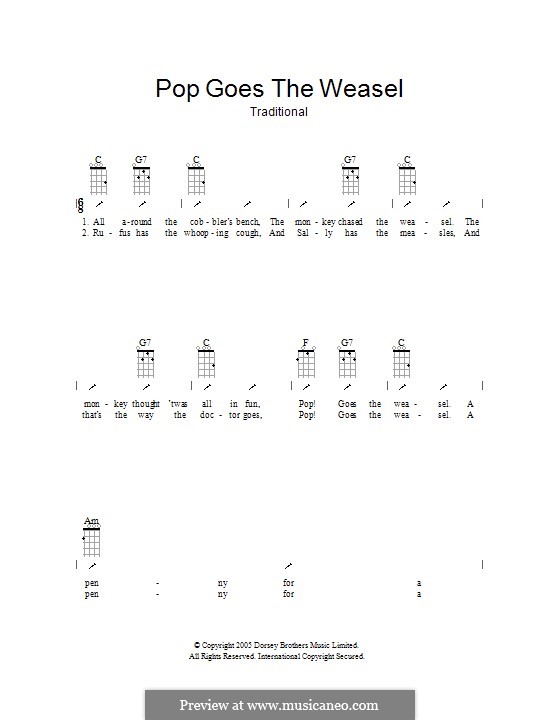 Pop Goes the Weasel: Ukulele with strumming patterns by folklore