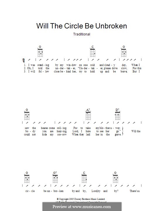 Will the Circle Be Unbroken: Ukulele with strumming patterns by folklore