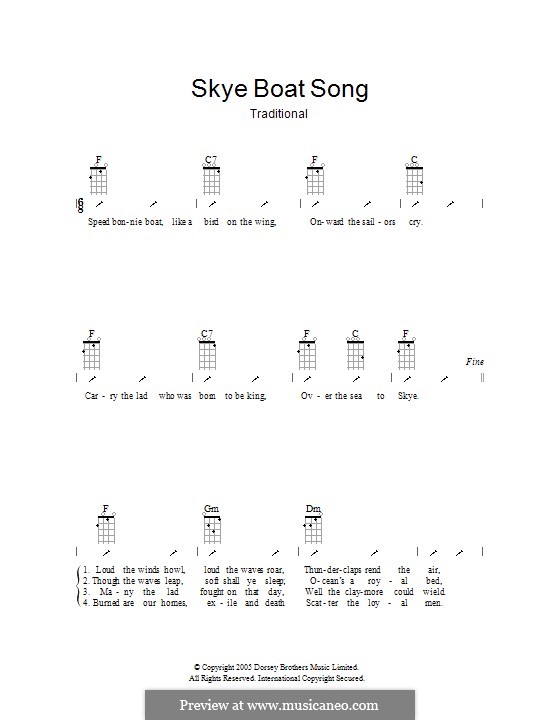 The Skye Boat Song: Ukulele with strumming patterns by folklore