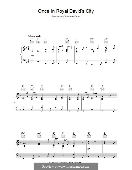 Once in Royal David's City (Printable scores): For piano by Henry John Gauntlett