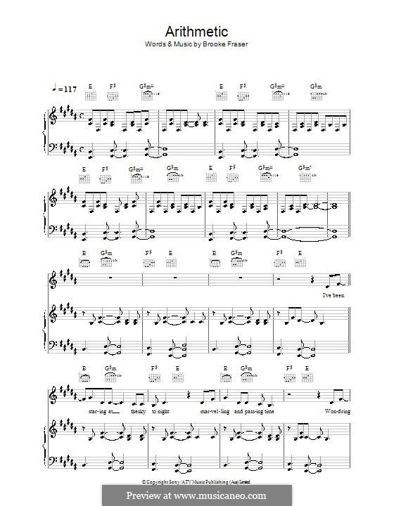 Arithmetic: For voice and piano (or guitar) by Brooke Fraser