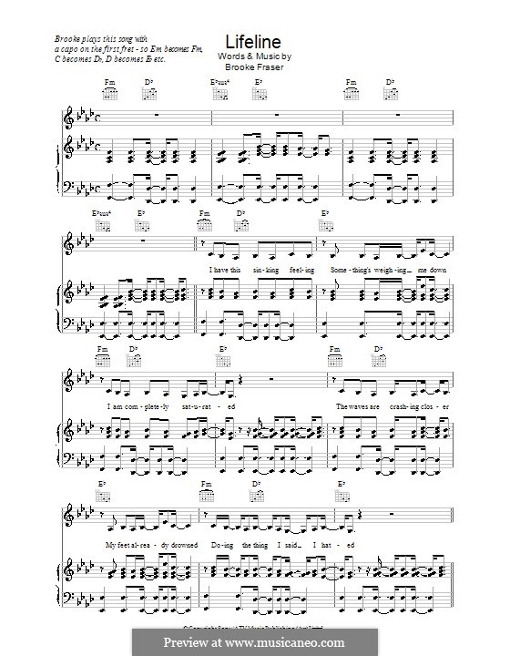 Lifeline: For voice and piano (or guitar) by Brooke Fraser