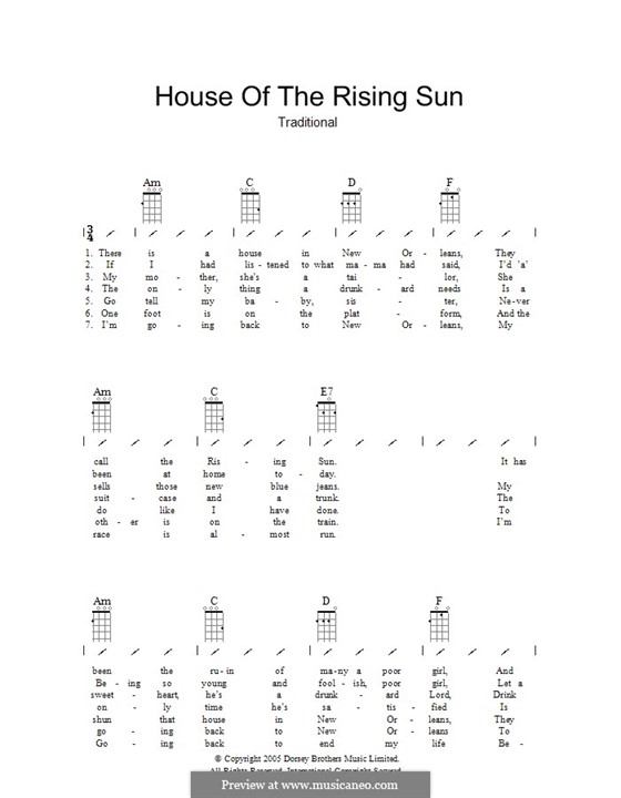 House of the Rising Sun by folklore sheet music on MusicaNeo