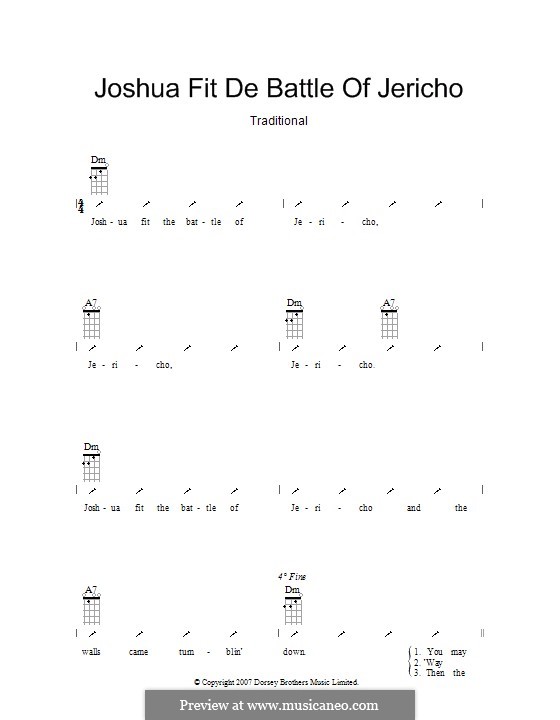 Joshua Fit de Battle ob Jericho (Joshua Fit the Battle): Ukulele with strumming patterns by folklore