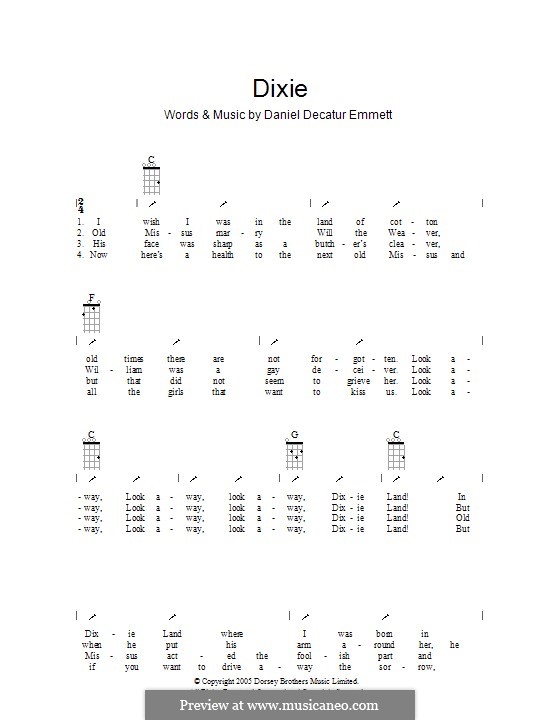 Dixie: Ukulele with strumming patterns by Daniel Decatur Emmett