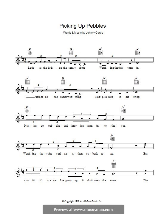 Picking Up Pebbles (Matt Flinders): Melody line, lyrics and chords by Johnny Curtis