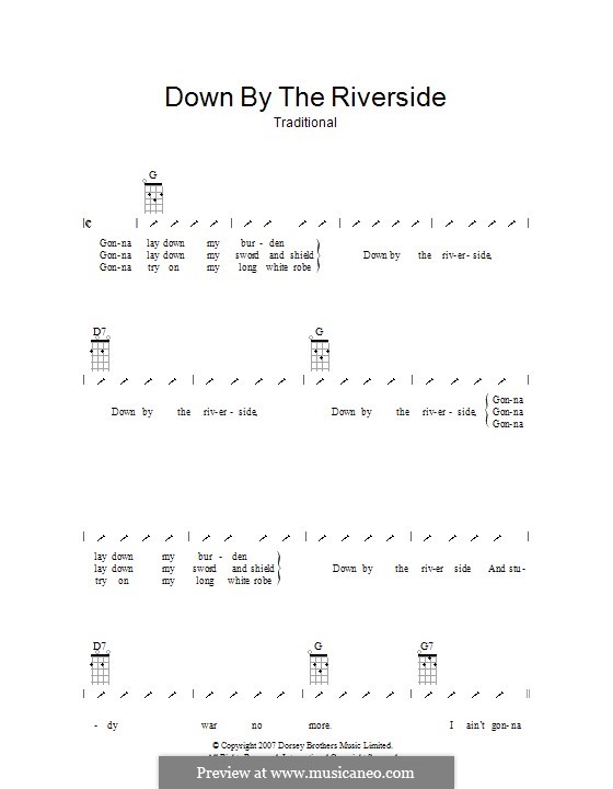 Down By the Riverside: Ukulele with strumming patterns by folklore