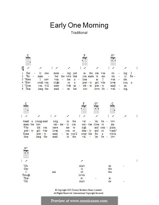 Early One Morning: Ukulele with strumming patterns by folklore