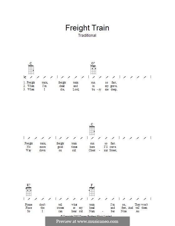 Freight Train: Ukulele with strumming patterns by folklore