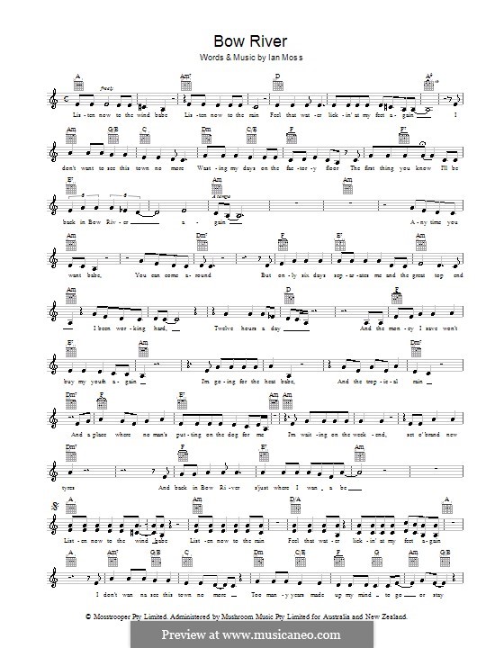 Bow River (Cold Chisel) by I. Moss - sheet music on MusicaNeo