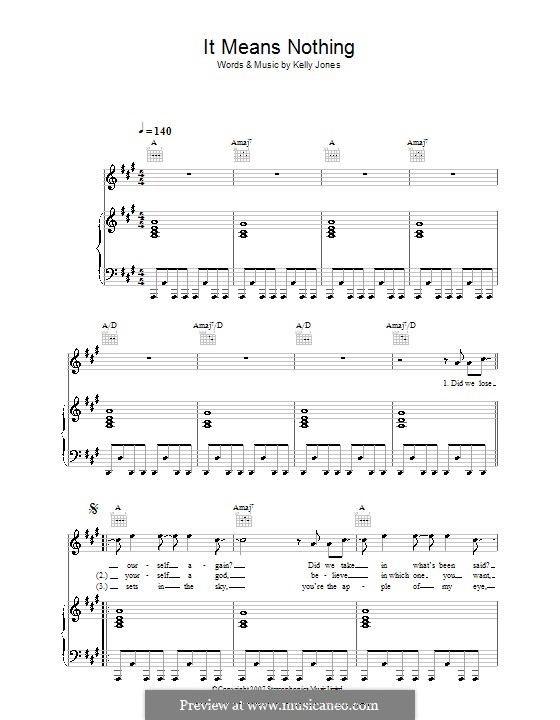 It Means Nothing (Stereophonics): For voice and piano (or guitar) by Kelly Jones