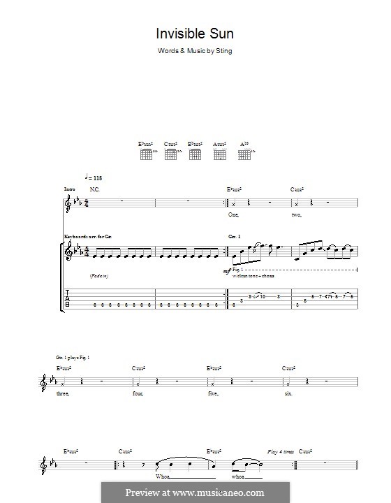 Invisible Sun (The Police): For guitar with tab by Sting