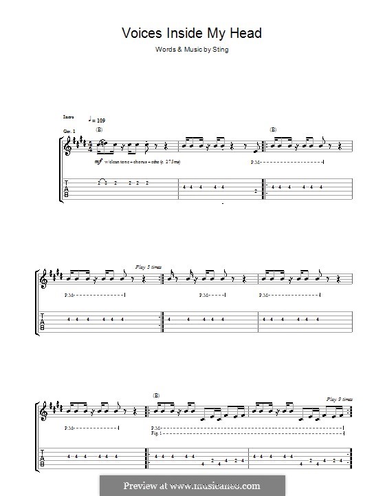 Voices Inside My Head (The Police): For guitar with tab by Sting