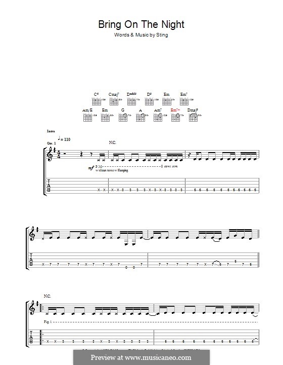 Bring on the Night (The Police): For guitar with tab by Sting