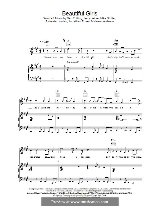 Beautiful Girls (Sean Kingston) by B.E. King, J. Leiber, J. Rotem, K