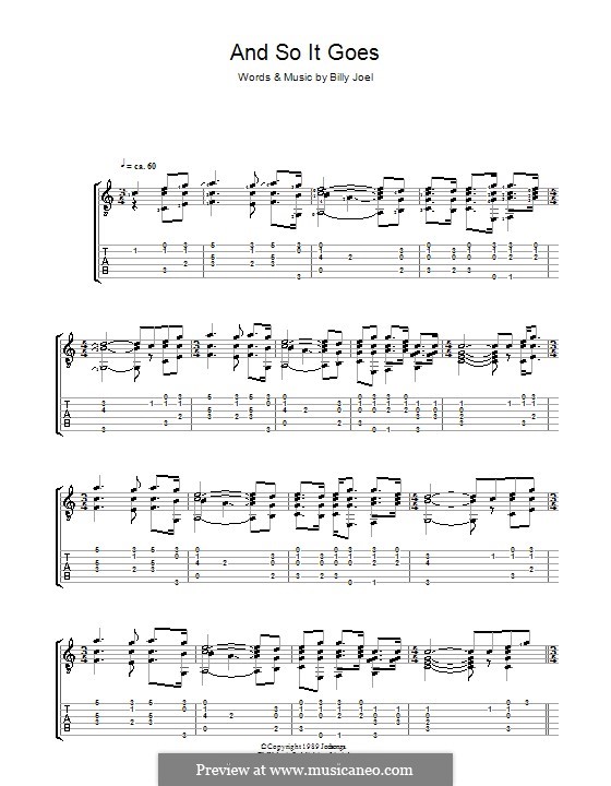 And So It Goes: For guitar with tab by Billy Joel