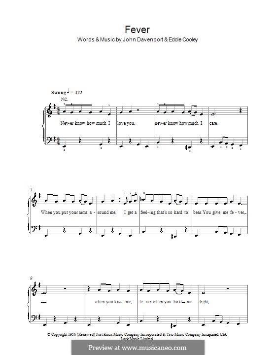 Fever: For easy piano by Eddie Cooley, John Davenport