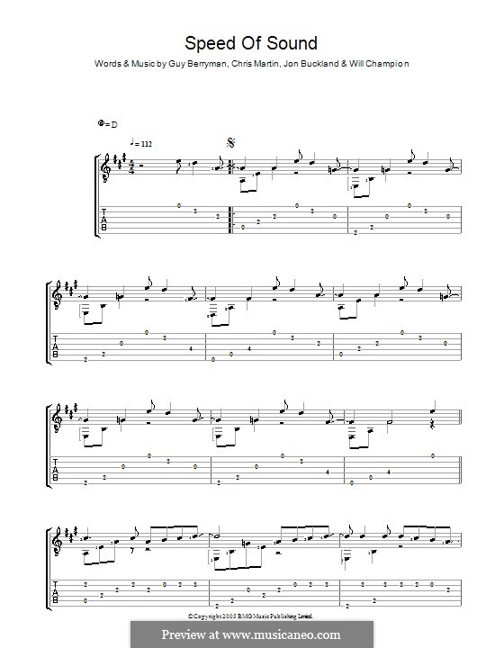 Speed of Sound (Coldplay): For guitar with tab by Chris Martin, Guy Berryman, Jonny Buckland, Will Champion