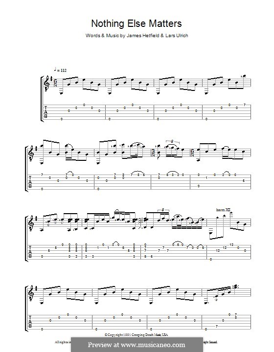 Nothing Else Matters (Metallica): For guitar with tab by James Hetfield, Lars Ulrich